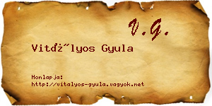 Vitályos Gyula névjegykártya